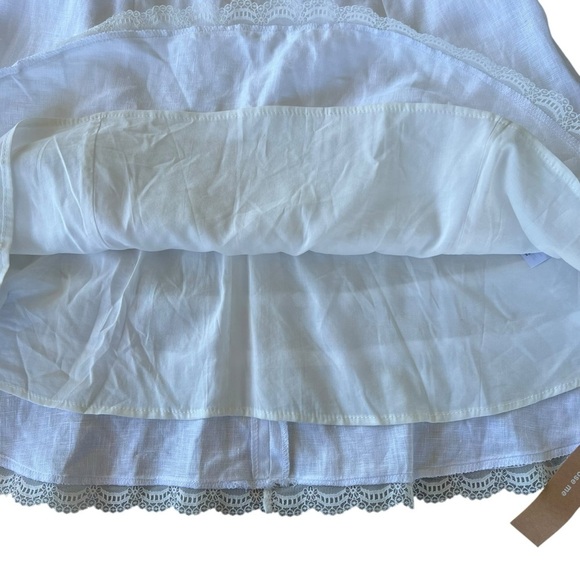 Reformation Arya White Linen Mini Dress Lace Accents Adjustable Straps Sz 6 NWOT - Picture 12 of 15